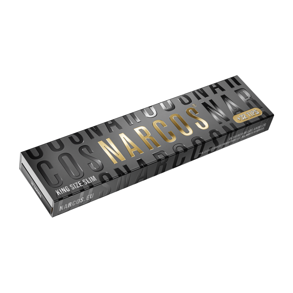 NARCOS ROLLING PAPER BROWN EDITION / KING SIZE SLIM + 32 TIPS / DISPLAY 24